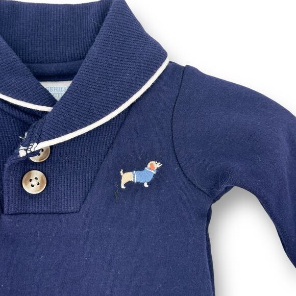 Edgehill Collection Preemie Baby Boy Coverall Lot Smocked Embroidered Dog - Picture 3 of 11